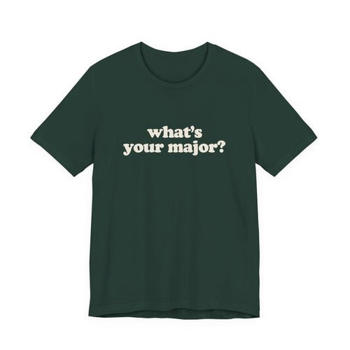 Back of the Voodies Accounting major T-shirt in Natural, with five Accounting questions printed in forest green