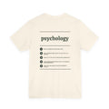 Back of the Voodies Psychology major T-shirt in Natural, with five Psychology questions printed in forest green