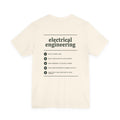 Back of the Voodies Electrical Engineering major T-shirt in Natural, with five Electrical Engineering questions printed in forest green